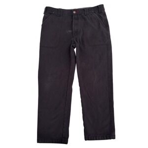 Coleman Mens Fleece Lined Canvas Work Pants 34x30 Black Plaid Utility Cargo